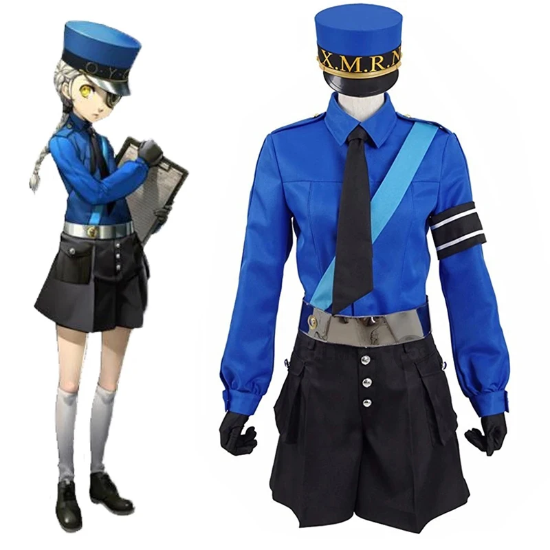 Persona 5 Twin Prison Wardens Caroline และ Justine คอสเพลย์ชุดสูทเครื่องแต่งกายฮาโลวีน Carnival Party ชุด