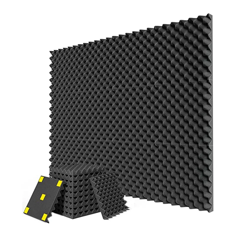 12 Pack Acoustic Foam Board 1 inX12 inX12in High Density Retardant Acoustic Foam, Quick Recovery Acoustic Board, Black