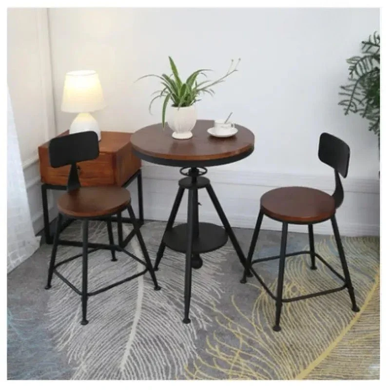 Immagine 7: Combinazione semplice, balcone, tavolo e sedia, ferro battuto, legno massello, caffè, creativo, casual, piccolo caffè