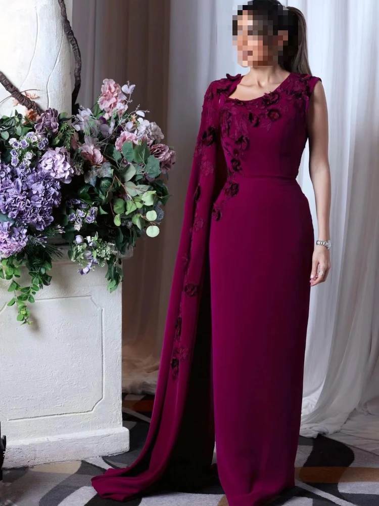 

Атласные вечерние платья с открытой спиной, асимметричное платье с длинными рукавами и 3D цветами, изысканные платья высокого качества для выпускного вечера, женские платья по индивидуальному заказу