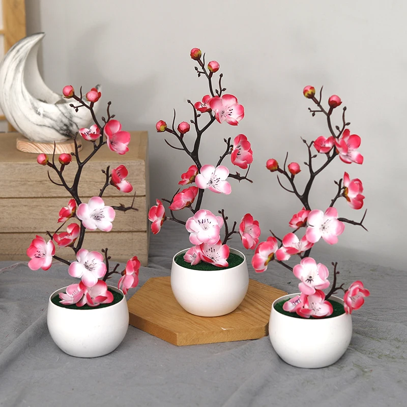 Artificial Plants Bonsai Small Tree Simulation Pot Plants Fake Flowers Table Potted Ornaments Home Table Office Desktop Decor ﻿