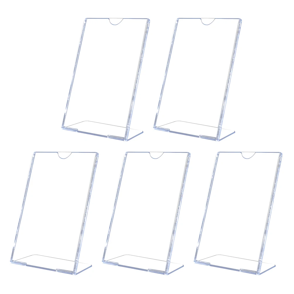 

5pcs L Shaped Acrylic Display Stand High Clear Slanted Holders for Table Menu Photo Paper Store Advertising Price Lists