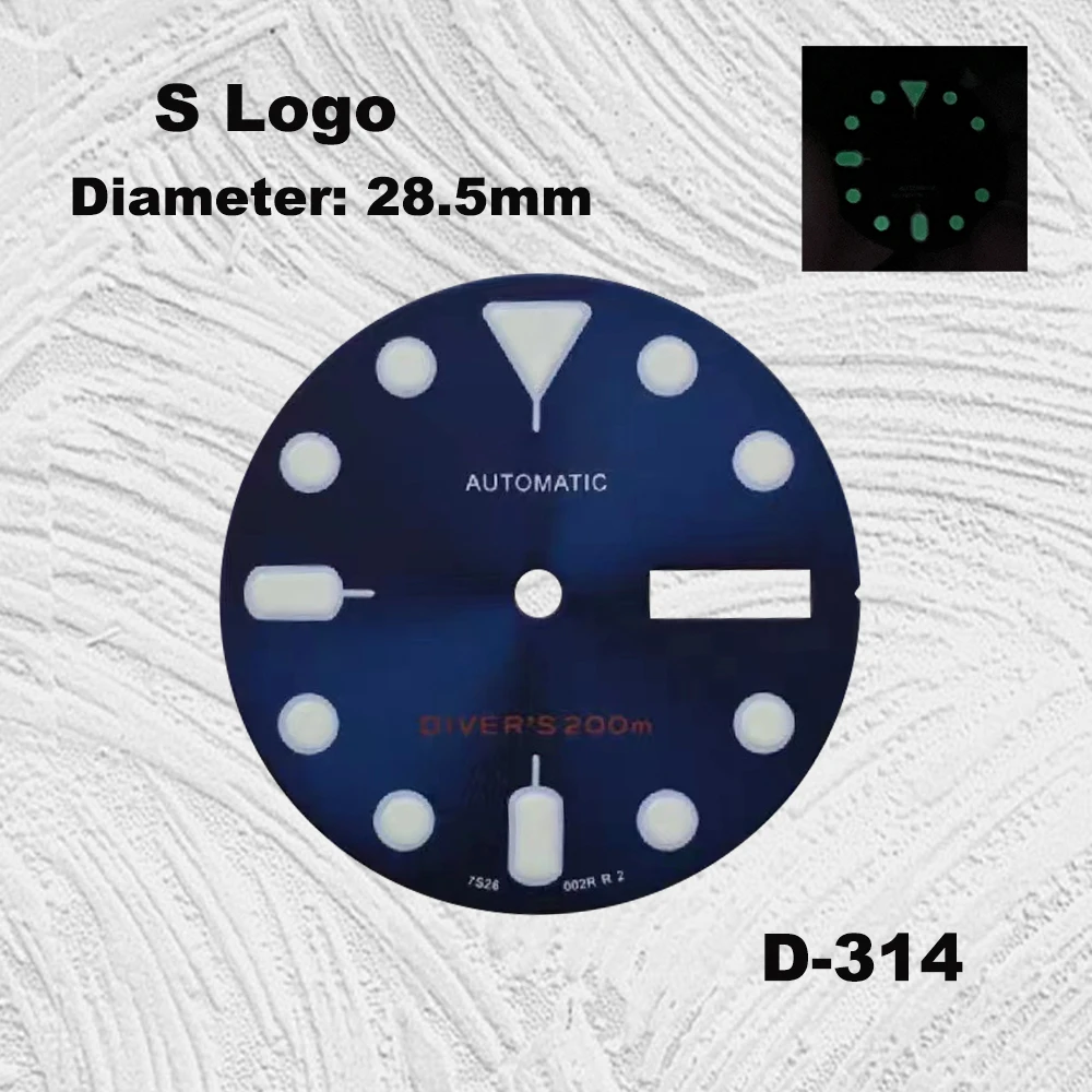 28.5Mm Nh36 Wijzerplaat Horloge Wijzerplaat S Wijzerplaat Groen Lichtgevend Geschikt Voor Nh35/Nh36 Bewegingshorloge Accessoires Reparatie Tool