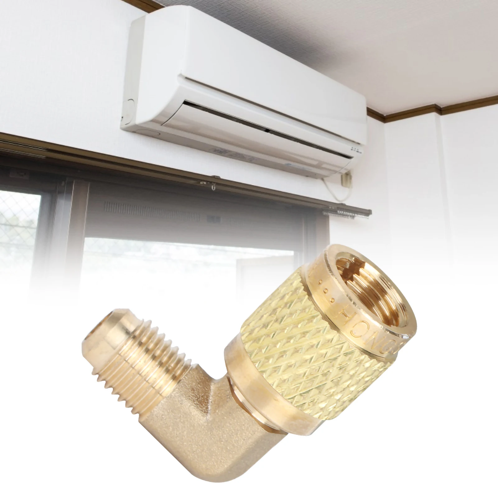 Air-Conditioner Adapter R410 Male Thread 1/4 to Female Thread 5/16 90° Adapter Connector Cooler Air-Conditioner Accessory