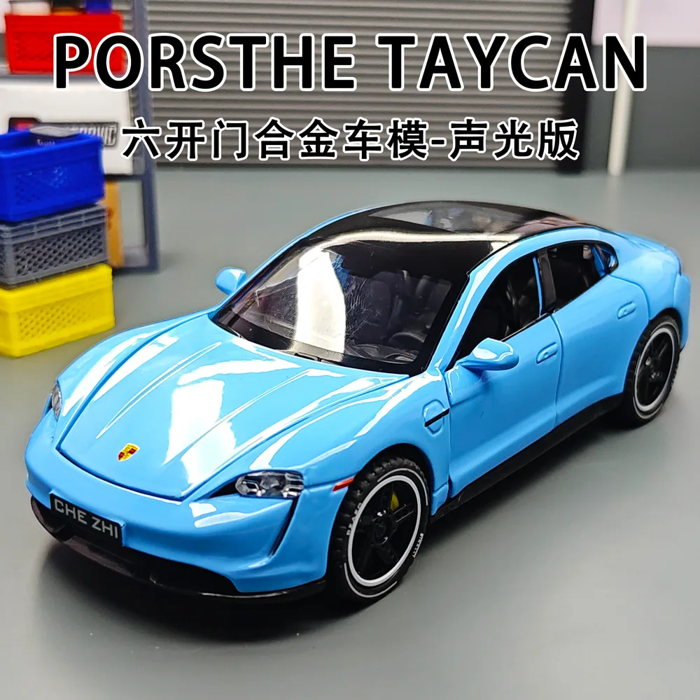 

1:32 Porsche Taycan High Simulation Diecast Metal Alloy Model car Sound Light Pull Back Collection Kids Toy Gifts A547