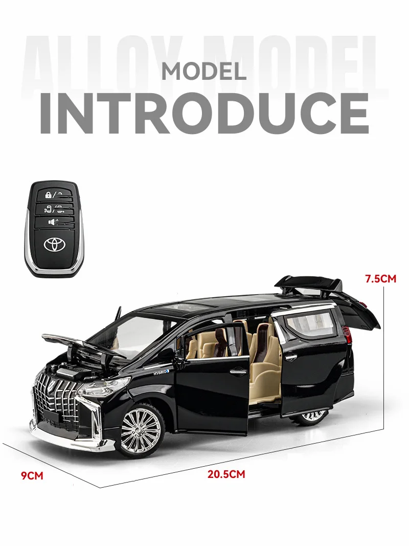 1:24 Key Control Version Toyota Alphard MPV Legierung Automodell Druckguss Metallfahrzeuge Automodell Sound und Licht Kinderspielzeug Geschenk – Detail 2