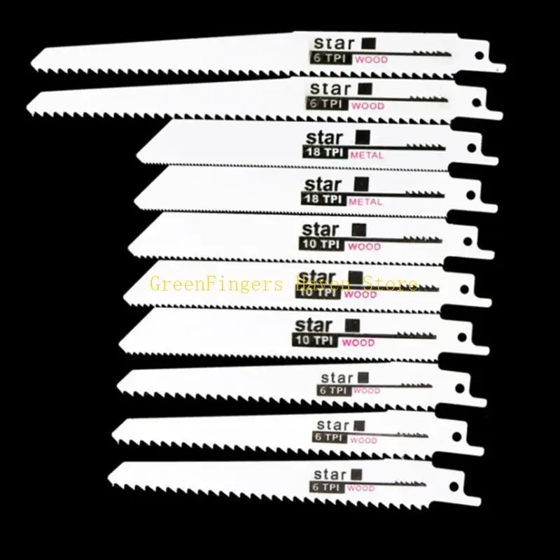 F68D Pack of 10 Reciprocating Blade Standard Size Carbon Steel Efficient Woodcutting