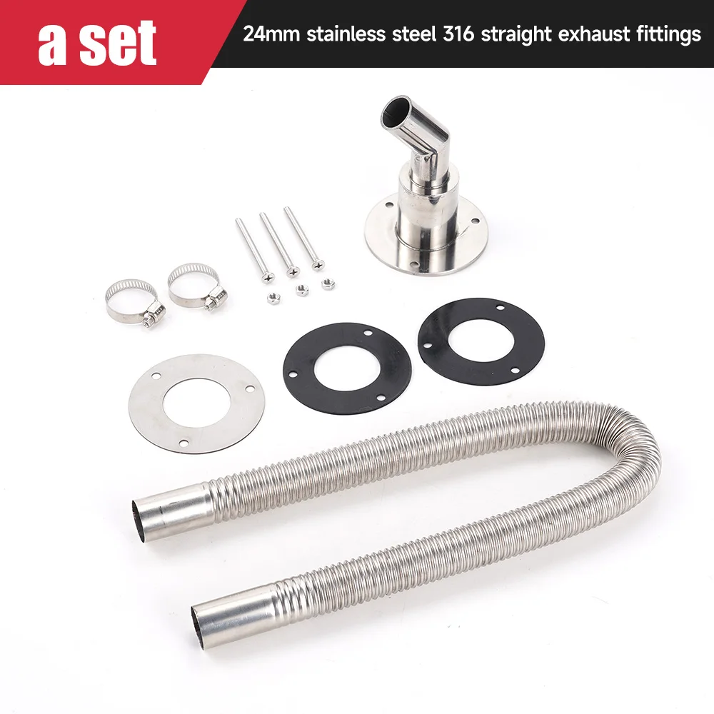 Выхлопная труба нагревателя, прямая головка/elbow, 24 мм, нержавеющая сталь 316, универсальная для выхлопной трубы воздушного дизельного нагревателя