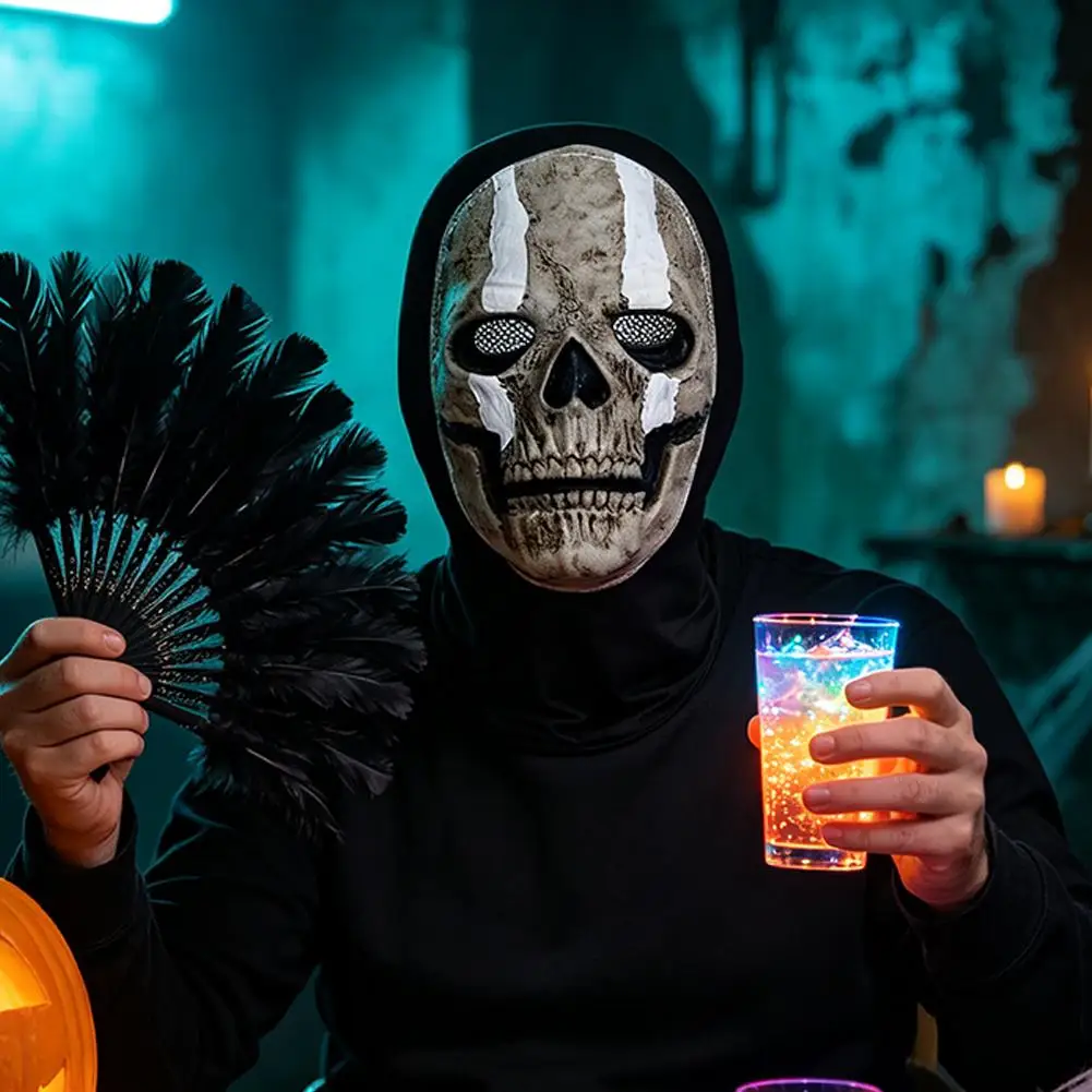 Halloween-Geistergesicht 3D-gedruckte Maske, dehnbares Netz, Vollgesichtsmaske, Totenkopf-Rollenspiel-Kopfbedeckung, Halloween-Cosplay-Horror-Balaclava – Detail 19