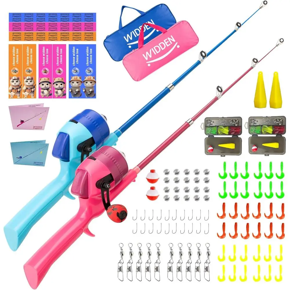 

Collapsible Fishing Rod Set for Kids with Tackle Box, Line, Bobber, and Lures, Suitable for Ages 4+