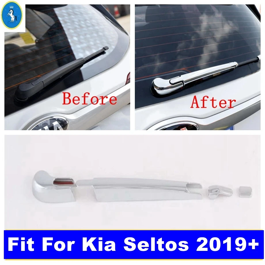 

Accessories Car Rear Windshield Window Windscreen Rain Wiper Cover Trim Fit For Kia Seltos 2019 - 2022 Chrome Exterior Refit Kit