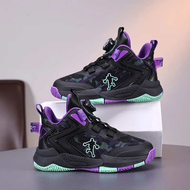 

Детские баскетбольные кроссовки для мальчиков и девочек, дышащие нескользящие кроссовки на шнуровке для тренировок на открытом воздухе, теннисная обувь