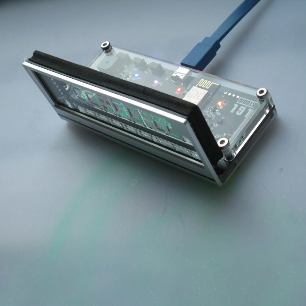VFD Clock Vacuum Fluorescent Display Alarm Timer Wireless Network Time Sync RGB Ambient Light USB Powered Frosted Aluminum