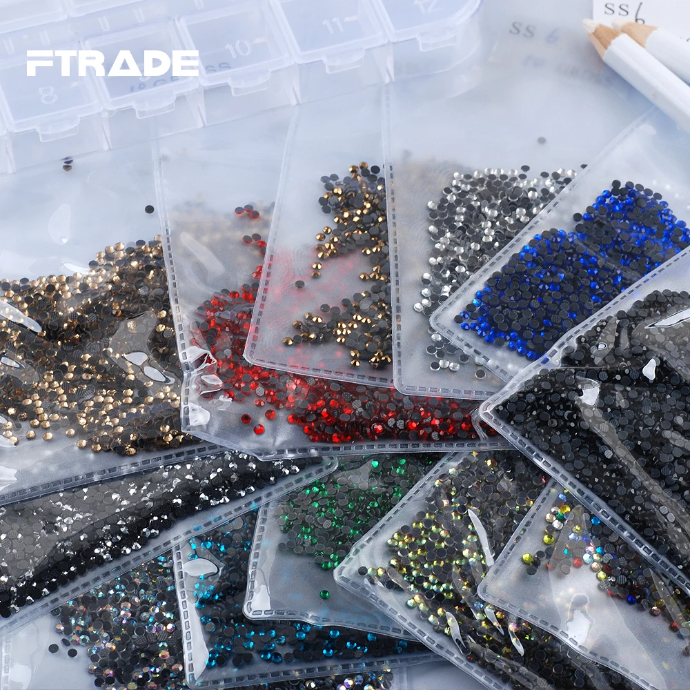 

Оптовая продажа, 12 цветов/кор., стразы с горячей фиксацией, около 17280 шт., стеклянные камни с плоской задней частью, стразы для 3D ногтей, одежды, украшения «сделай сам»
