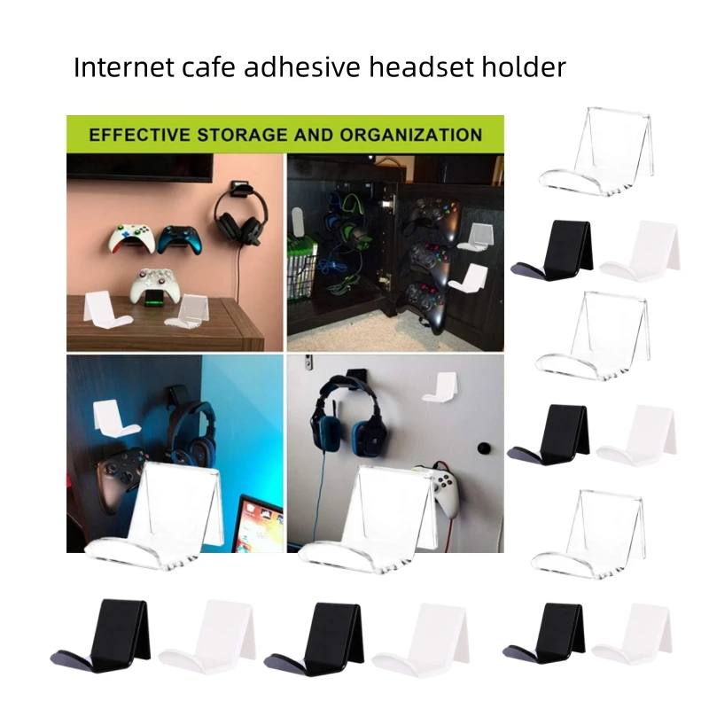 5/3/1pcs Internet Coffee Adhesive Headset Stand Hanging On The Wall Head Wear Headset Mount Acrylic Game Controller Stand