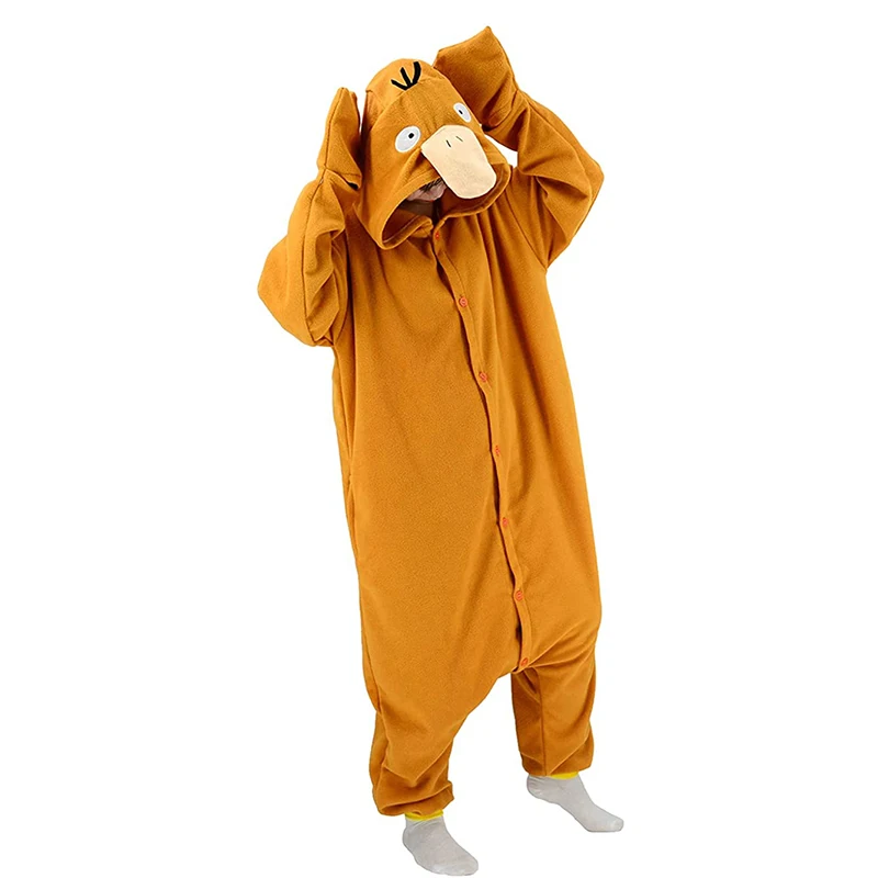 Pokemon Onesie Psyduck Cosplay Costume Pajamas Christmas Fleece Men One-Piece Anime Kigurumi Full Body Pijama New Year Gift