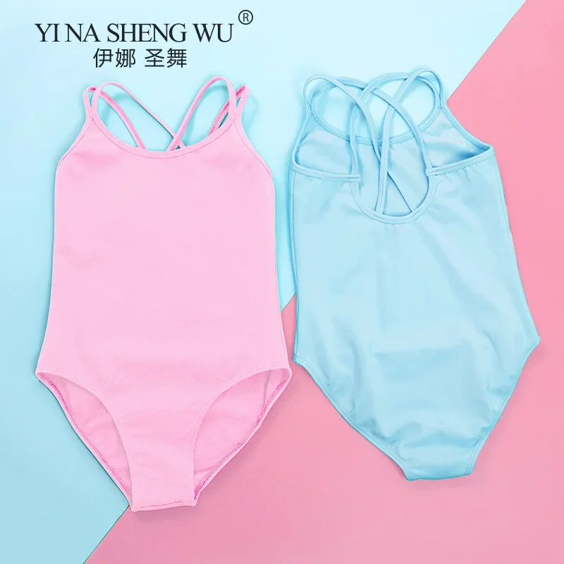 소녀 댄스 복장 클래식 더블 슬링 레오타드 어린이 크로스 백 체조 발레 댄스 연습 복장 스포츠 의상