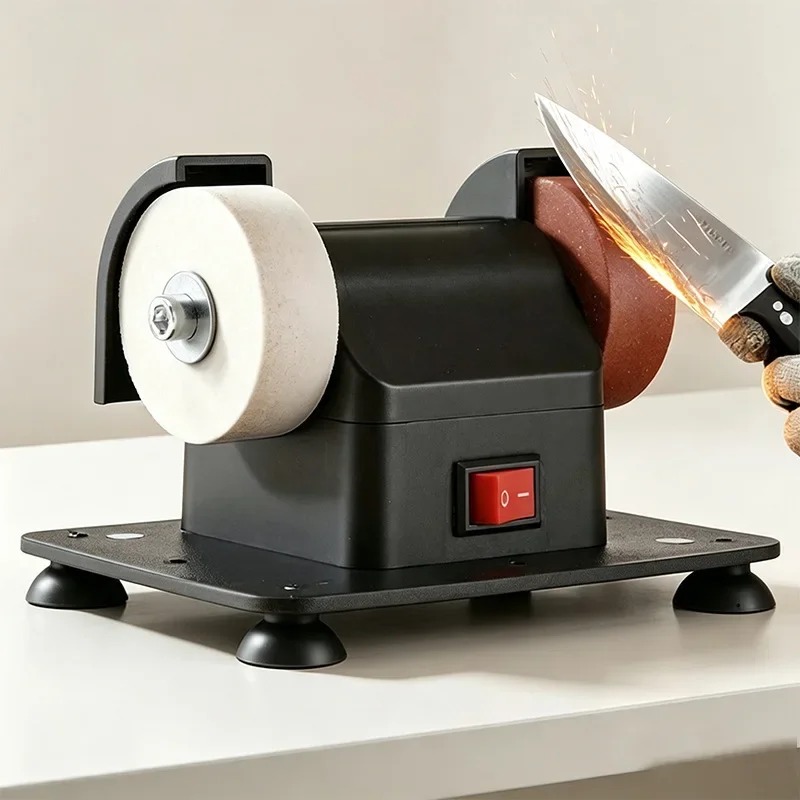 Mini Bench Grinder Tabletop Grinding Polishing Machine Knife Sharpener Speed Adjustable Household Grinding Wheel Machine