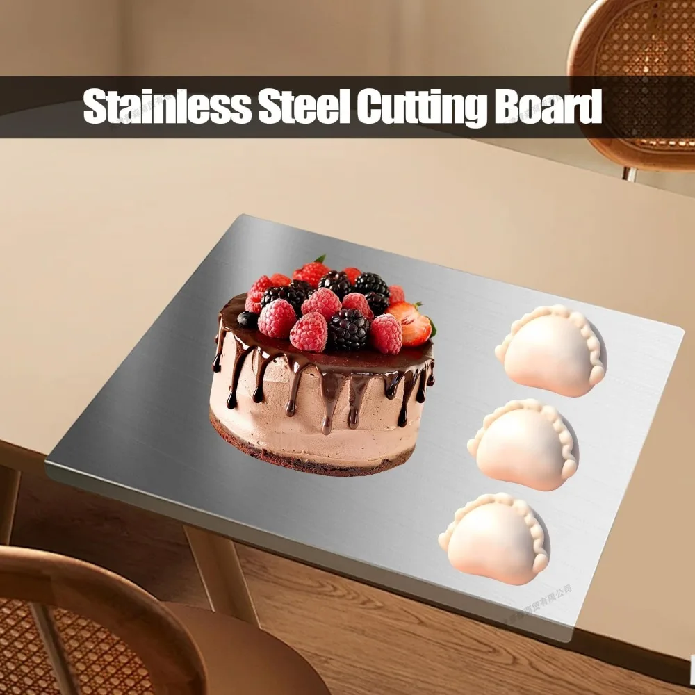 L Shape 304 Stainless Steel Chopping Board with Lip Cutting Boards for Kitchen Charcuterie Board Baking Pastry Kneading Boards