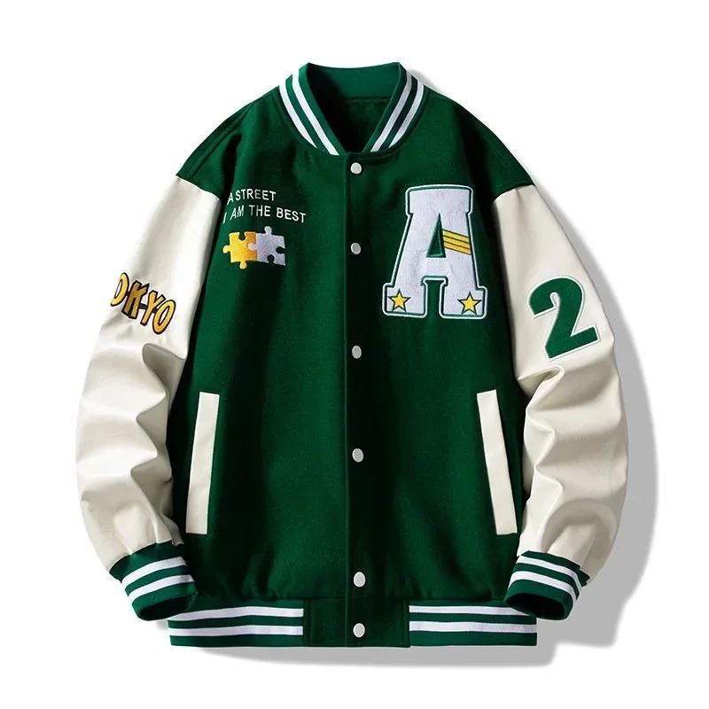 

2024 New Spring Retro Letter Embroidered Jackets Coat Men's Y2K Street Hip Hop Trend Baseball Uniform Couple Casual Loose Jacket