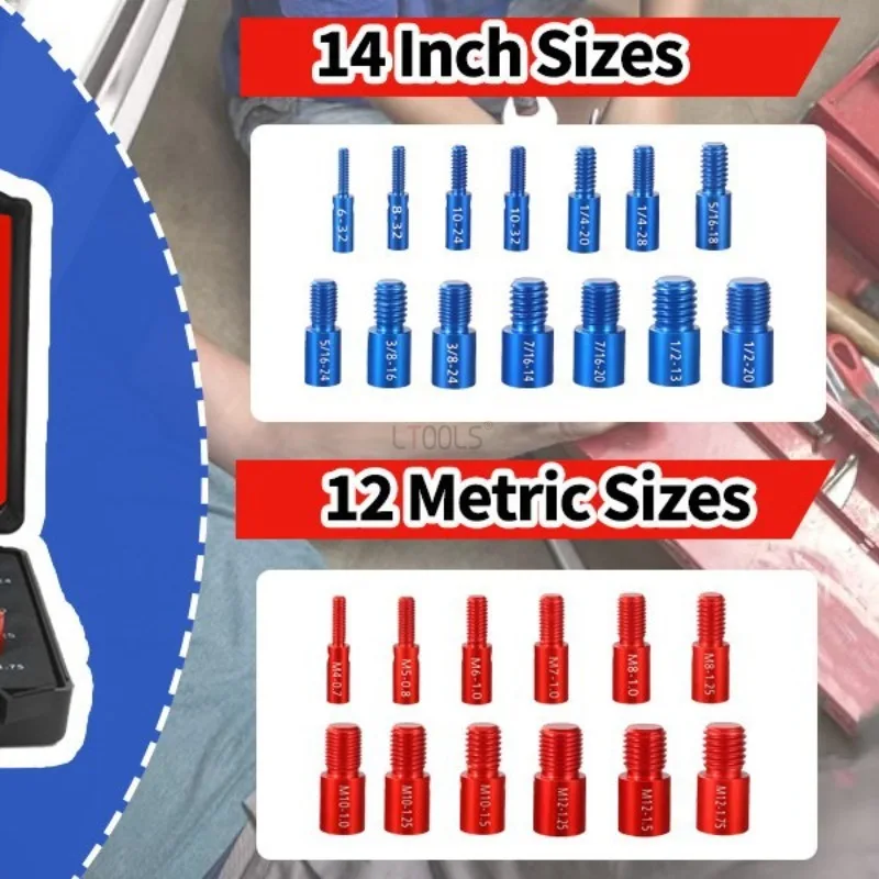 

Набор для проверки гаек и болтов, 26 шт., многофункциональные 14-дюймовые и 12-дюймовые метрические резьбовые измерительные приборы, прочный инструмент из алюминиевого сплава