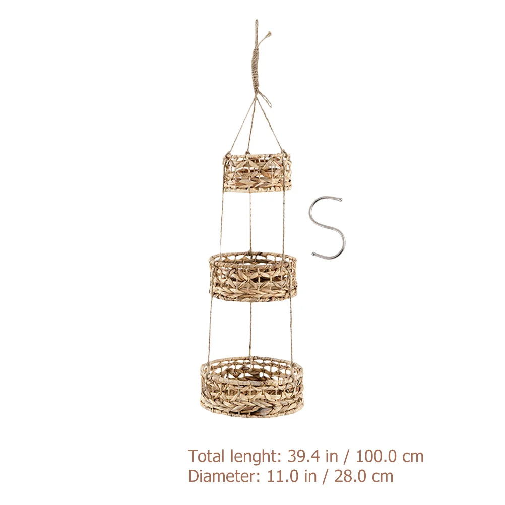 

1Set Hanging Rattan Basket Woven Flowerpot Basket Simple Pastoral Style Indoor Home Decor Plant Holder Balcony Garden Display