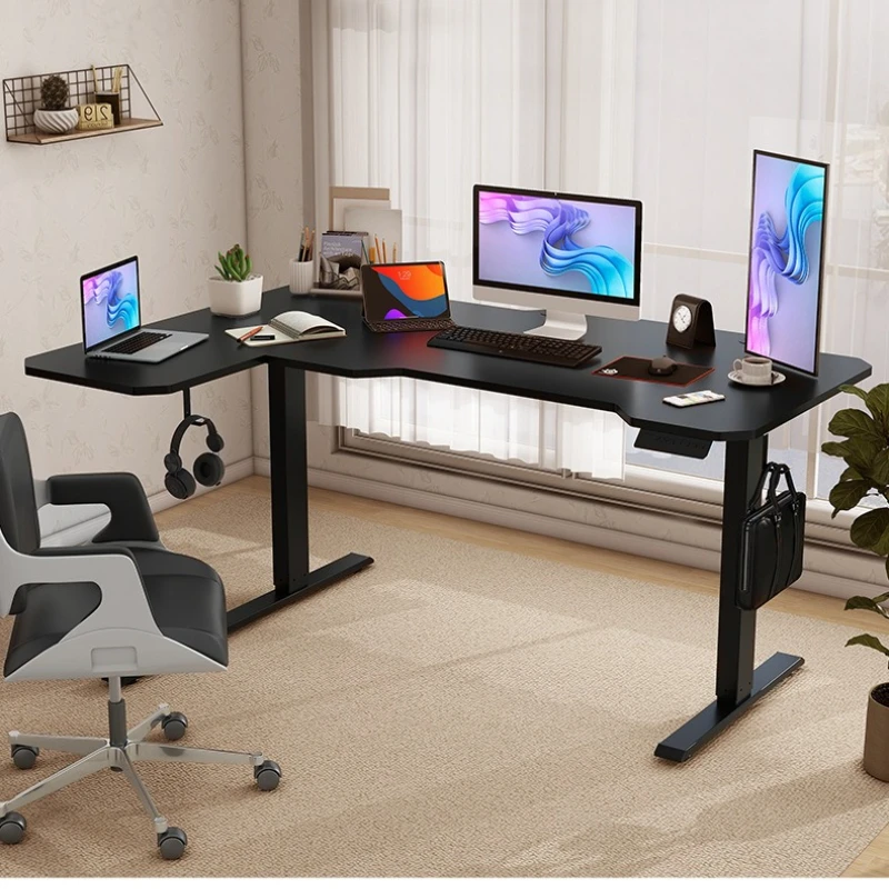 طاولة رفع كهربائية على شكل حرف L بطول 1.5 متر، مكتب زاوية، محرك مزدوج، طاولة دراسة للكمبيوتر، مكتب تقسيم #1