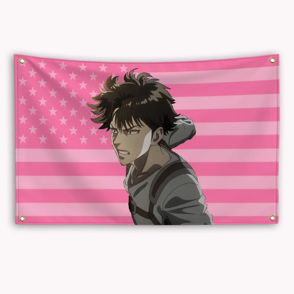 Levi Ackerman American Flag Anime Attack on Titan Banner Custom Flags for Bedrooms Outdoor Decorations Wall Art Flaga Tapestry