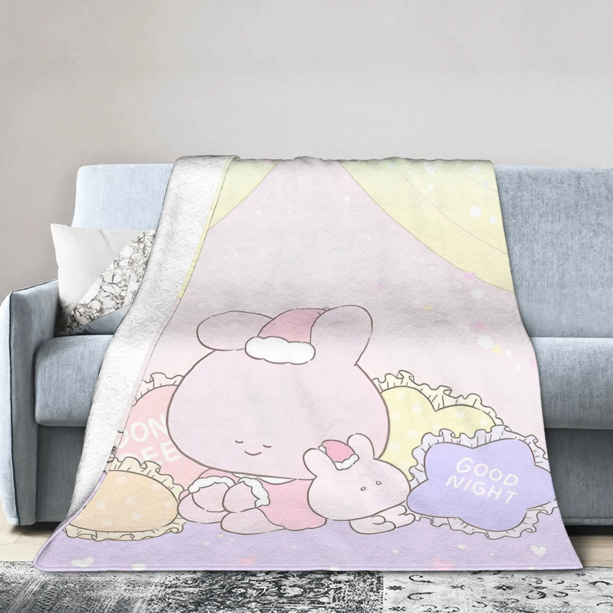 Asamimichaan Asleep Cartoon Blanket Cute Asamimi Wool Funny Warm Throw Blankets for Bedspread Spring/Autumn,
