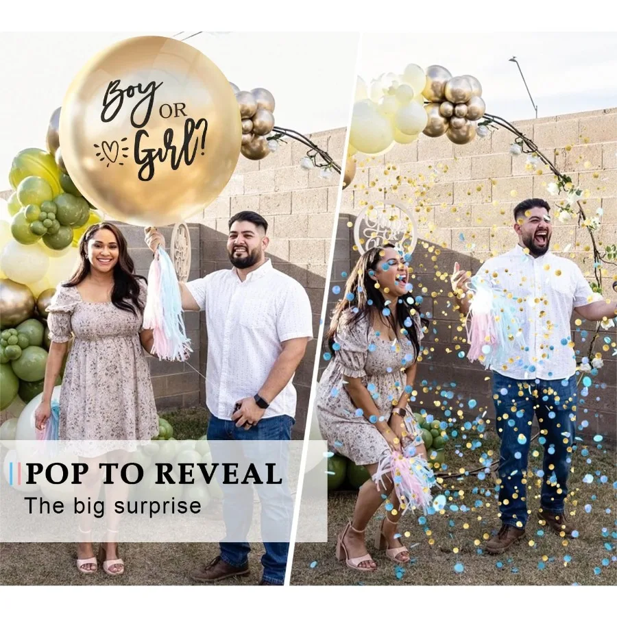 بالون تكشف عن الجنس للأولاد أو البنات مع قصاصات زرقاء وردية لحفلة استقبال المولود الجديد تكشف عن الجنس بالون ذهبي مقاس 36 بوصة