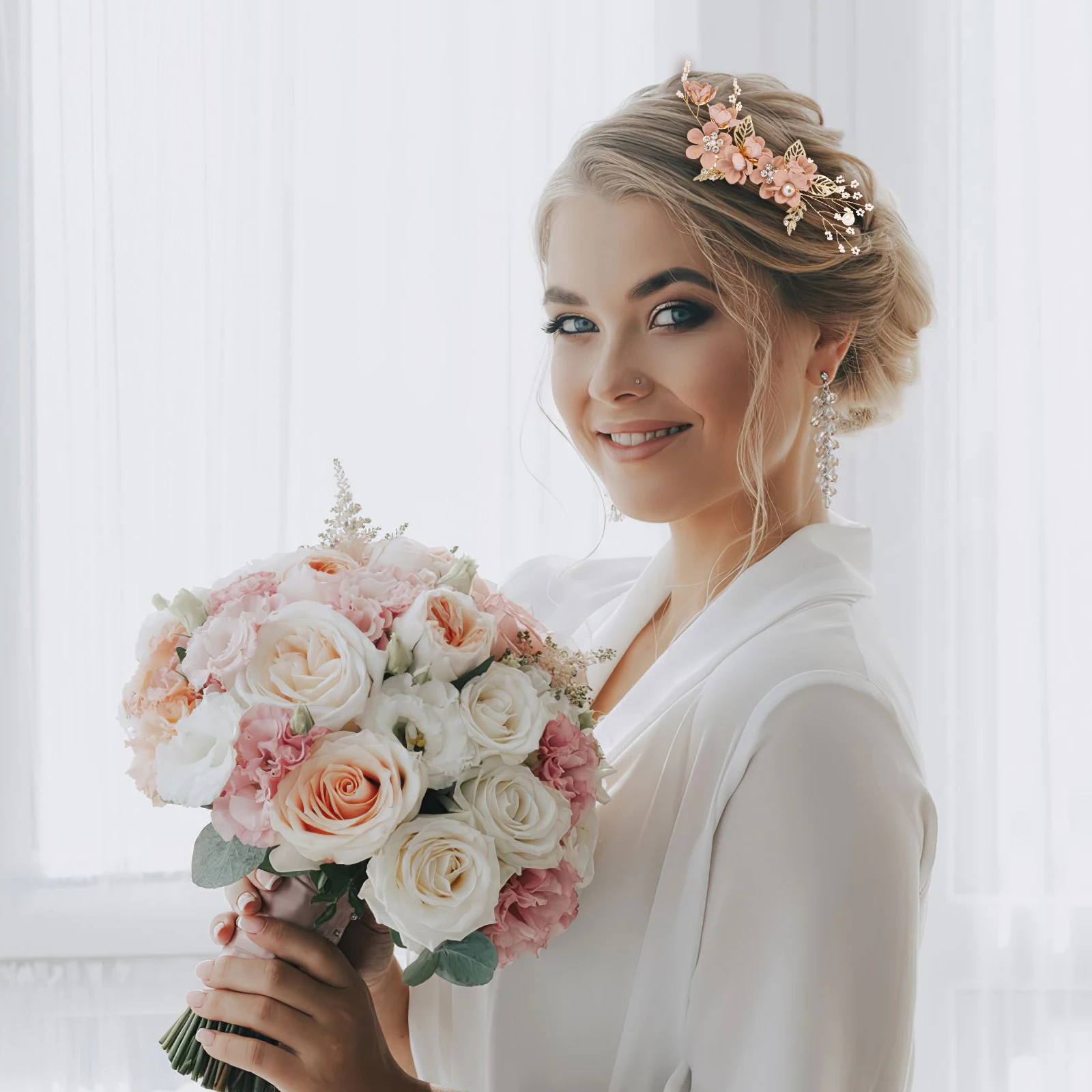 

4pcs Hair Comb Set Bridal Wedding Accessories with Beautiful Pearls Rhinestones for Bridesmaid Girls Party Decorations