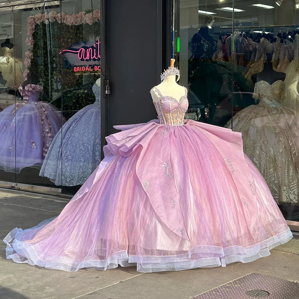 Księżniczka Off The Shoulder aplikacje koronkowy gorset meksykańska sukienka na Quinceanera suknia 3D kwiaty słodkie 16 Vestido De XV Anos