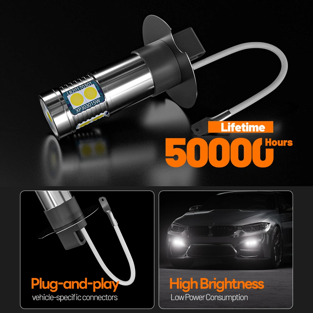 2 قطعة LED الجبهة الضباب ضوء Blub H3 مصباح Canbus لا خطأ لادا سمارة 2108 2109 2113 2114 2115 1990-2013
