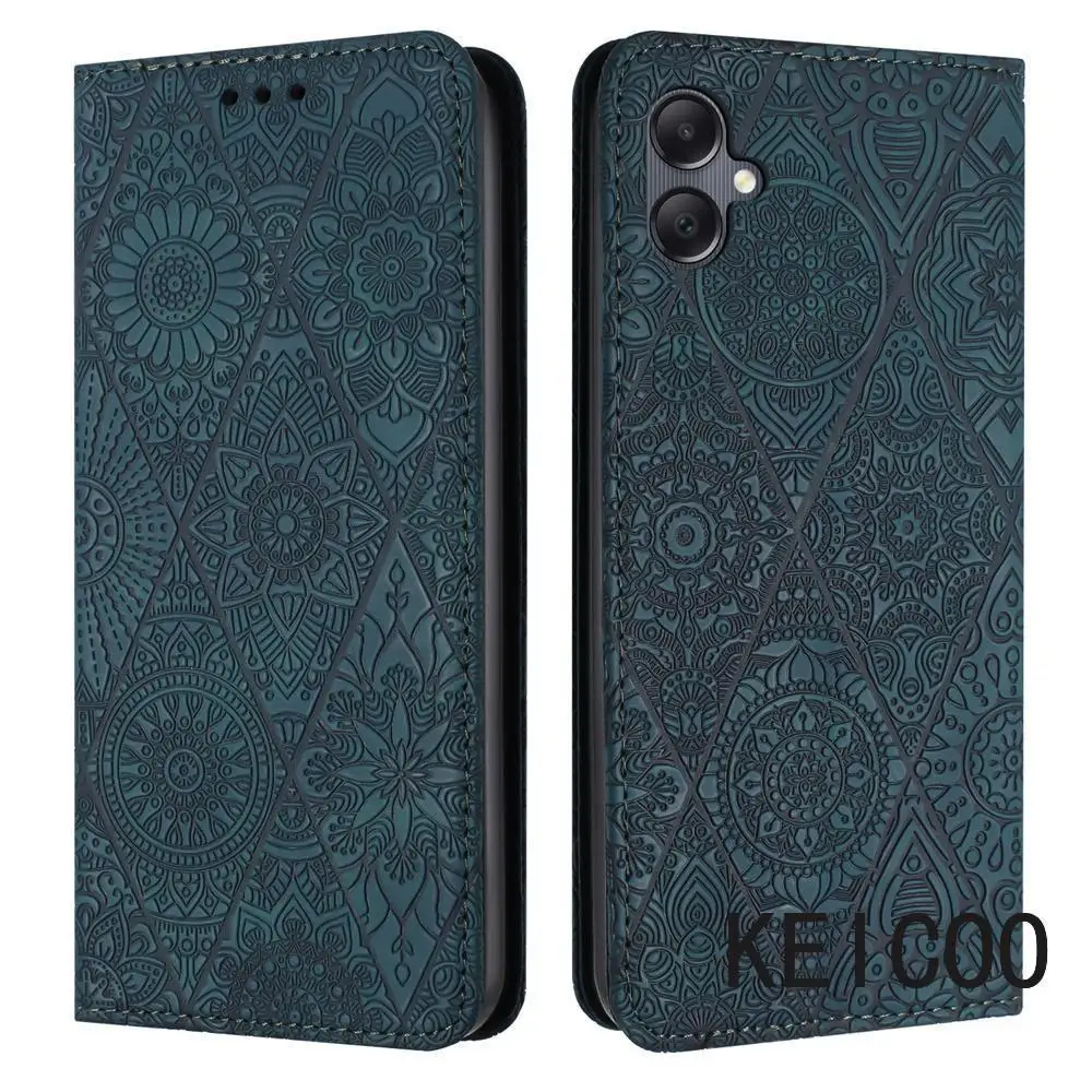 

For Samsung Galaxy A06 A23 A14 A54 A34 4G 5G Retro Floral Pattern Leather Cases Simplicity Stand Holder Drop Protection Covers