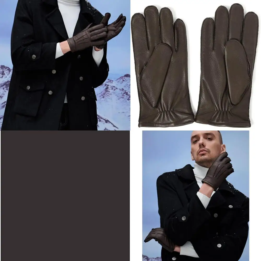 

Элегантные мужские классические перчатки из натуральной оленьей кожи от YISEVEN