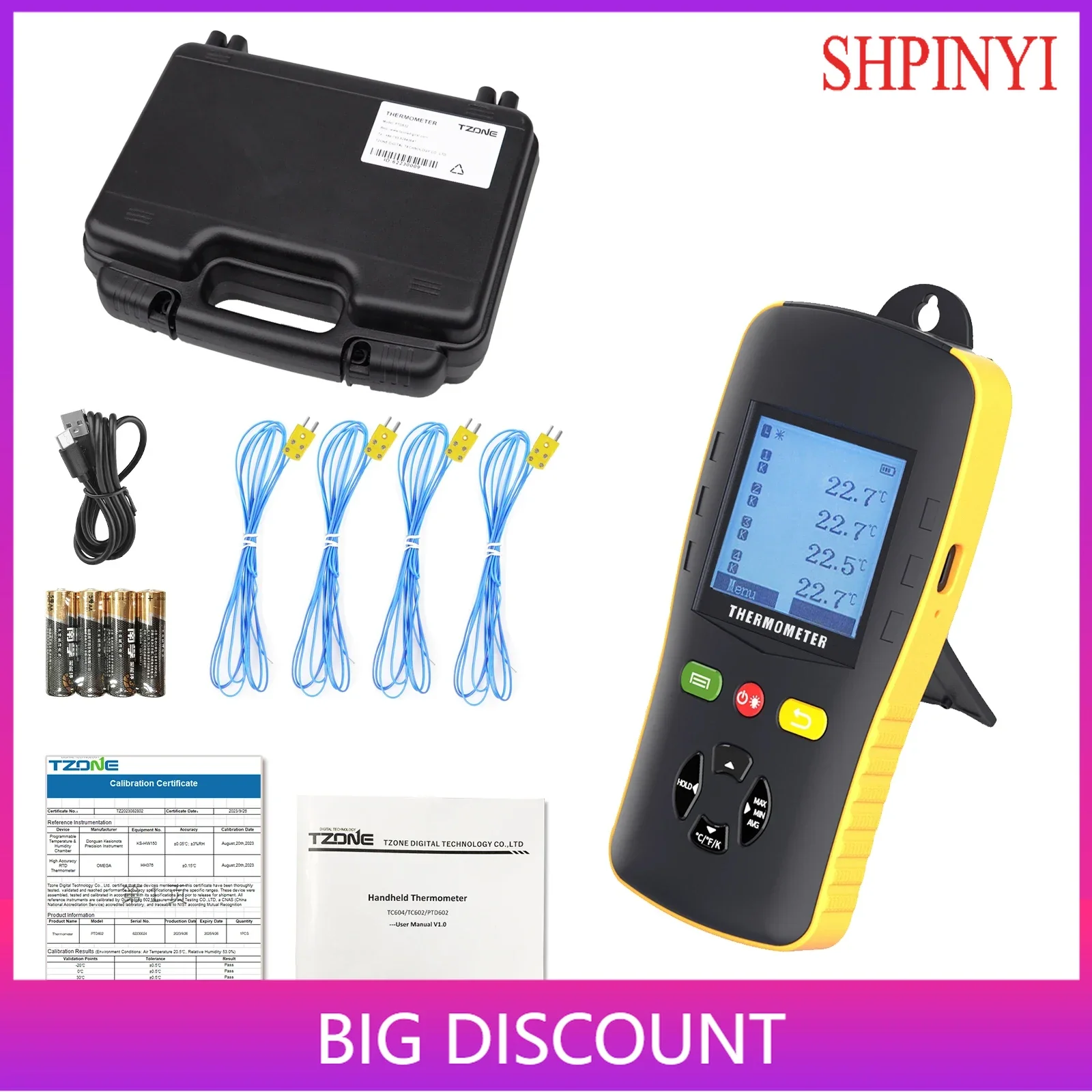 Termômetro térmico de casal de sonda múltipla Sensor de temperatura digital de 4 canais