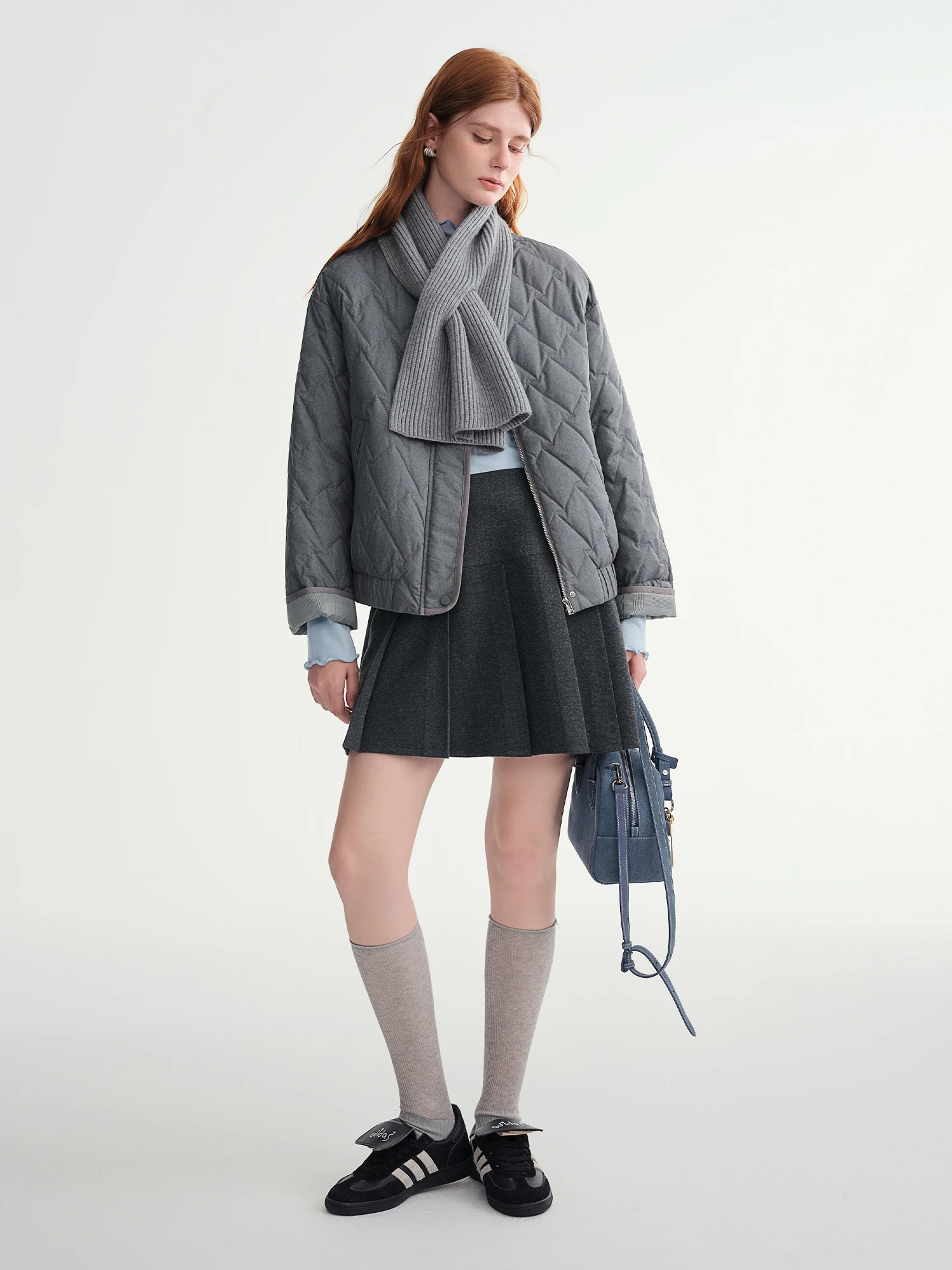DUSHU Plus-size Women【Commute Essential】 Scarf 90cm White Goose Down Jacket Winter All Season Lightweight Insulated Short Coat