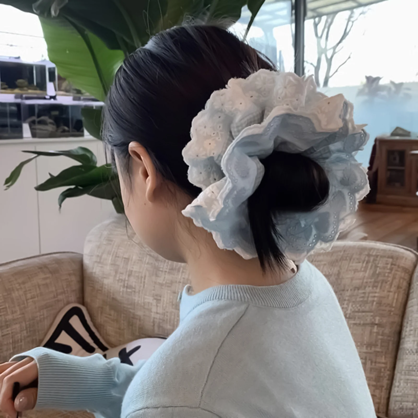Süßes Spitzen-Stirnband für Mädchen, Pferdeschwanzhalter, Haarringe, die das Haar nicht verletzen, spurlose Haarseile für Mädchen, Haar-Accessoires, Stirnband – Detail 2