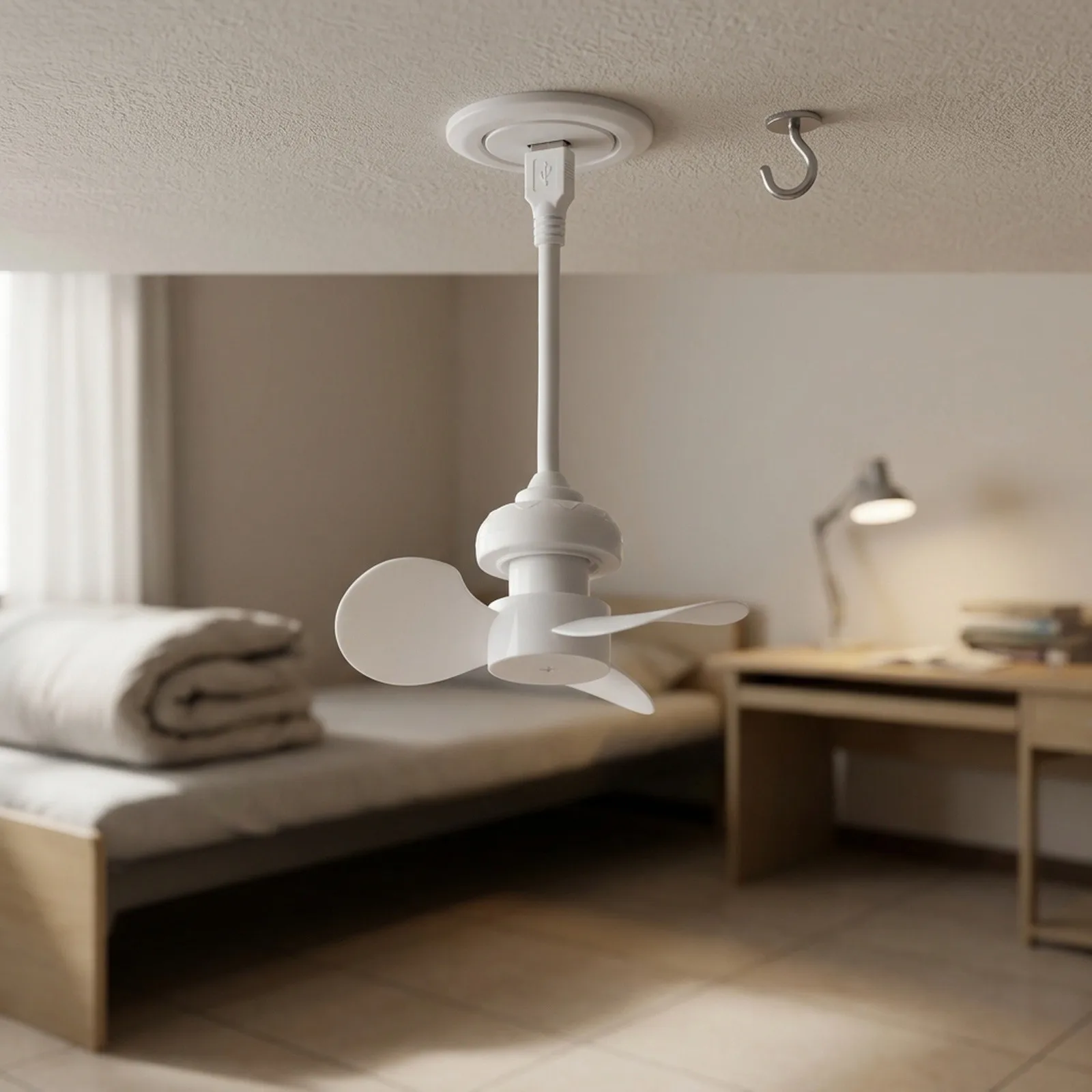 For Bedroom For Dormitory Dormitory Fan Compact Desk Quiet Small Fan For Dormitory Ventilator 14cm Lamp Function
