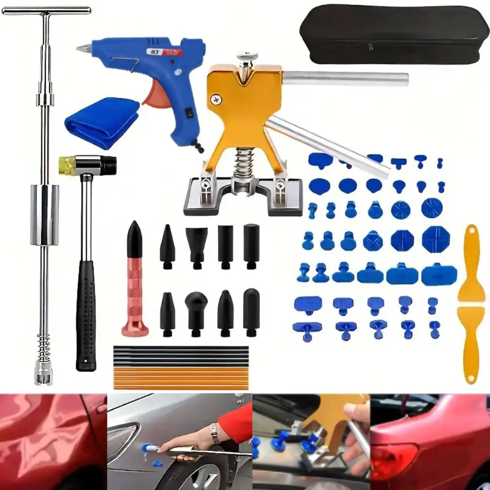 

68 шт., комплект автоматического съемника вмятин, регулируемый золотой инструмент для ремонта вмятин с молотком для больших и маленьких вмятин и повреждений на автомобилях
