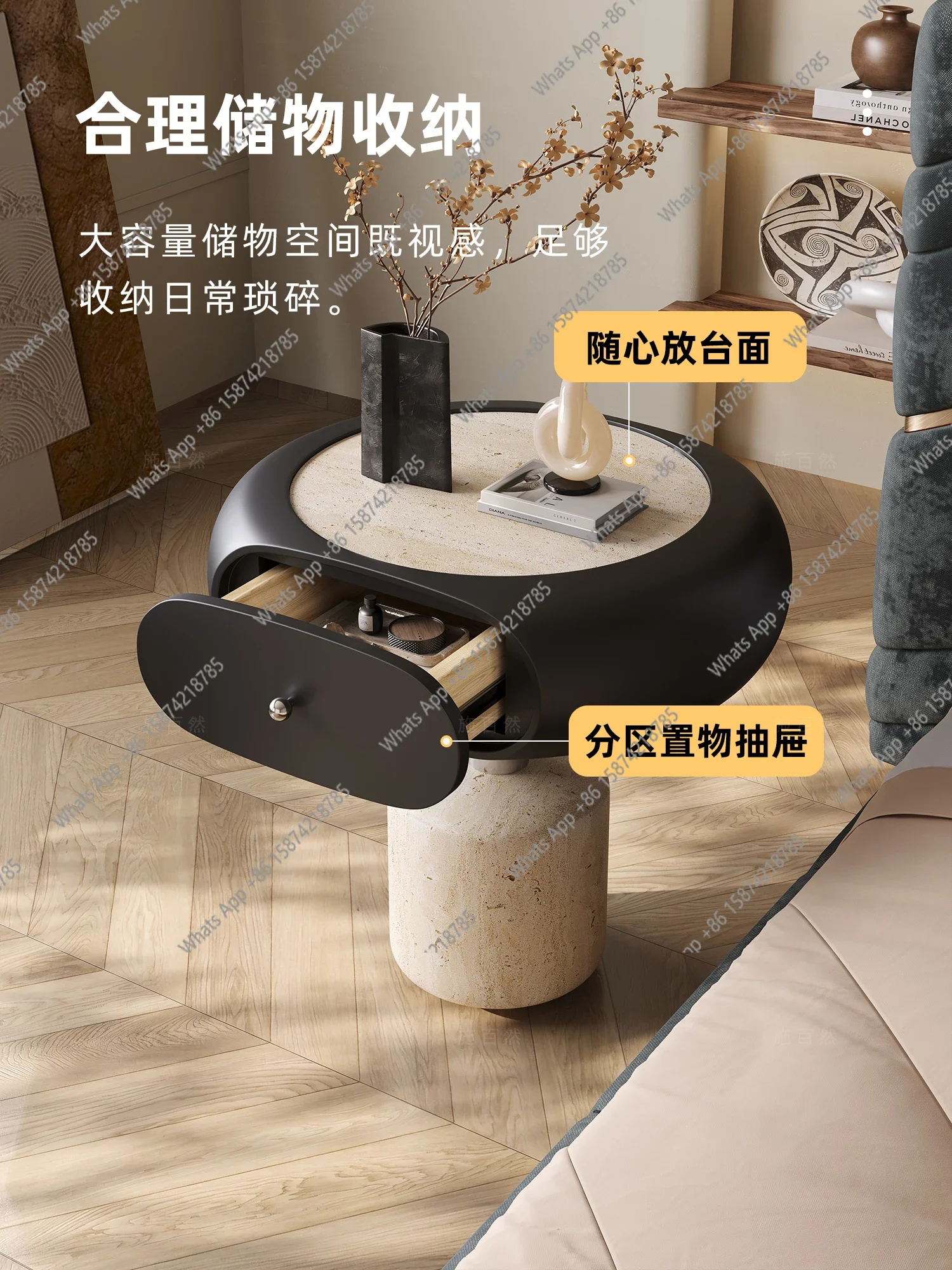 

MX Designer Minimalist Bedside Table Household Bedroom Bedside Table Light Luxury Living Room Sofa Side Cabinet Design Sense