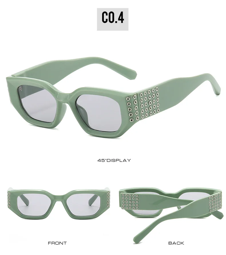 2026 Kleine Rechteckige Sonnenbrille für Damen mit Kreisverzierung, Europäischer Hip-Hop-Stil, Modische Straßenmode, UV400-Schutz – Detail 10