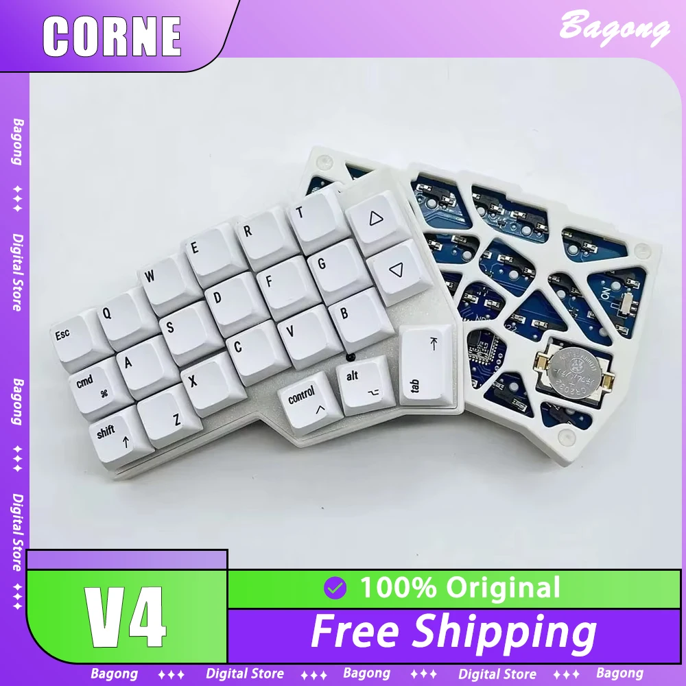 CORNE V4 2.4G Wireless Split Keyboard Split Mechanical Keyboard Hot Swap Corne Wireless Customized Support VIAL Ergonomic 46keys