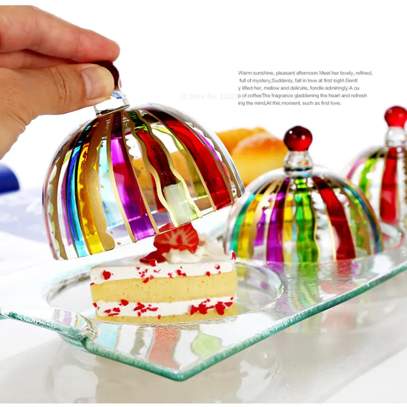 3-piece Set of Glass Covered Circular Fresh-keeping Lid Plates Dessert Preservation Lid Cake Plate Food Cover Kitchen Gadgets