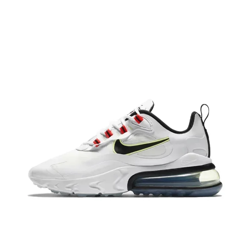 Nike Air Max 270 React สีขาวอเนกประสงค์แฟชั่น Air Cushion Casual ผู้หญิงกีฬารองเท้าวิ่ง CW3094-100