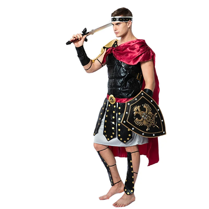 Reneecho Men Roman Gladiator Costume Halloween Costume For Adult Spartan Warrior Costume Hercules Cosplay