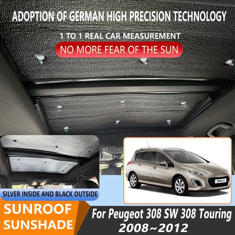 Pare-soleil isolant pour toit panoramique Peugeot 308 SW 308 T7 Touring 2008~2012, protection anti-UV, bouclier thermique pour fenêtre de toit