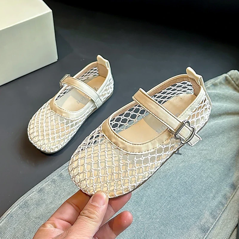 

2025 New Children's Flats Summer Breathable Princess Shoes for Girls Simple Fashion Kids Causal Shoes Soft Soled Trend Versatile