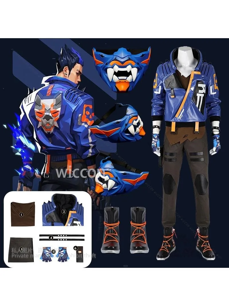 Game Valorant Yoru Cosplay Kostuum Volledige Set Broek Schoenen Jas Outfits Masker Y2K Accessoire Props Volwassen Halloween Party Aangepast - afbeelding 2