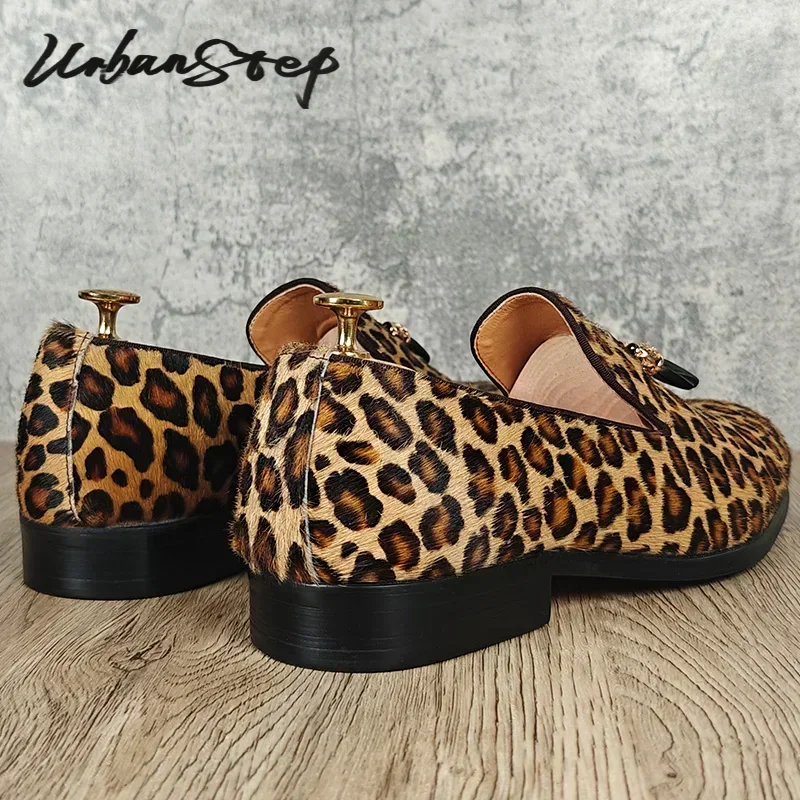 Mocasines de lujo para hombre, zapatos de leopardo hechos a mano, talla 6-14, zapatos de vestir informales para hombre, zapatos de cuero para banquete y fiesta de boda para hombre